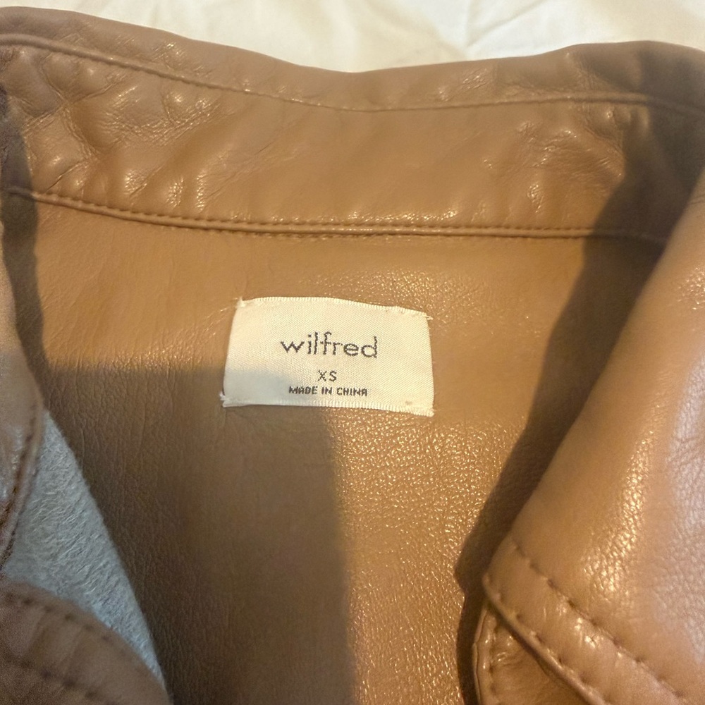 Aritiza Wilfred Tan Faux Leather Shirt Dress – Size XS – Worn Once - Picture 2 of 3
